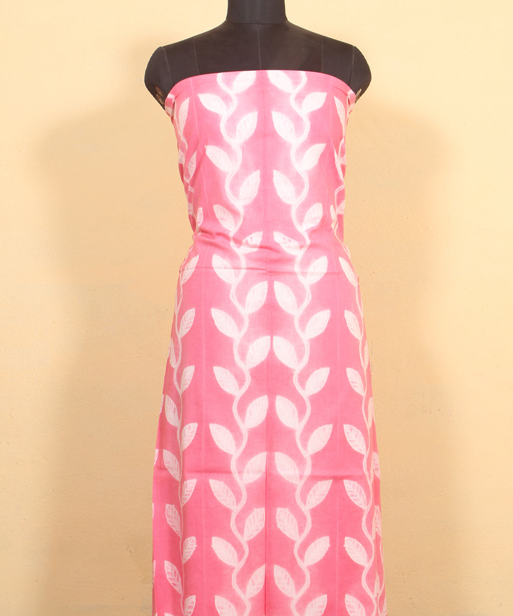 Pink handwoven cotton shibori kurta material