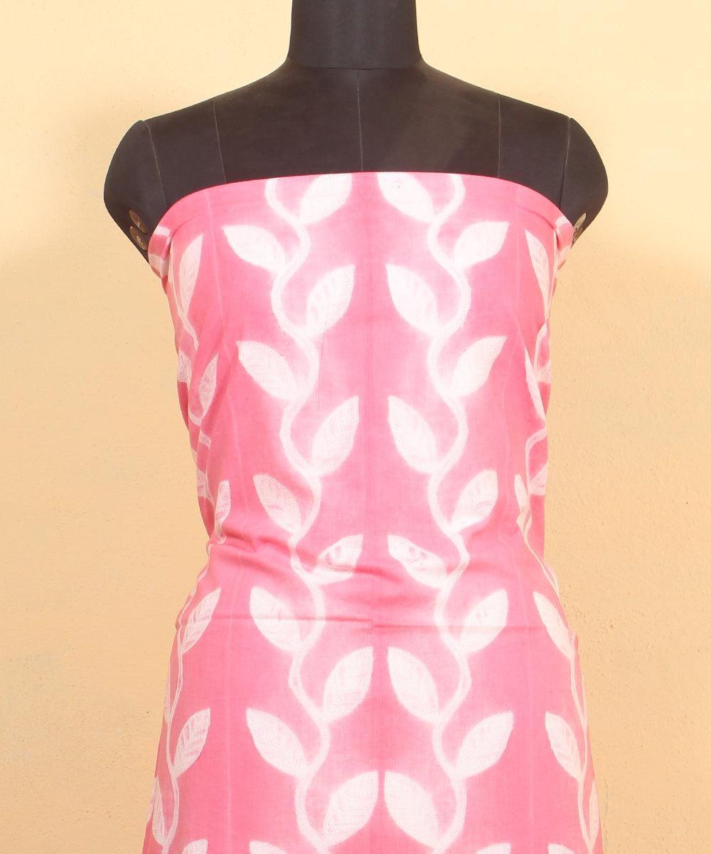 Pink handwoven cotton shibori kurta material