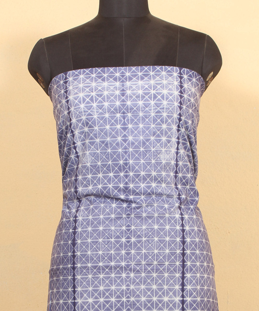 Lavender handwoven cotton shibori kurta material