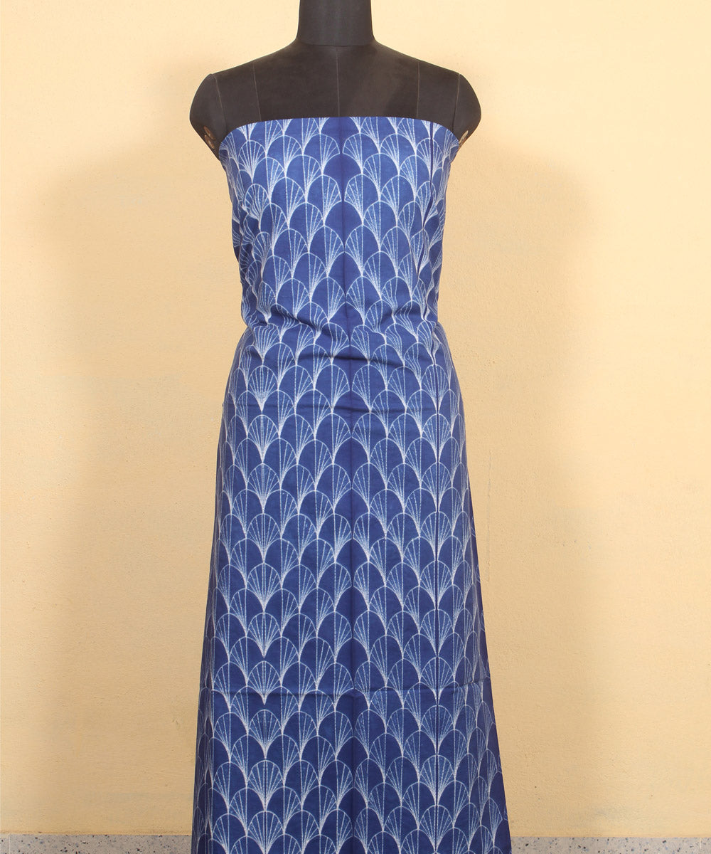 Navy blue handwoven cotton shibori kurta material