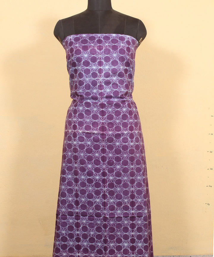 Purple handwoven cotton shibori kurta material