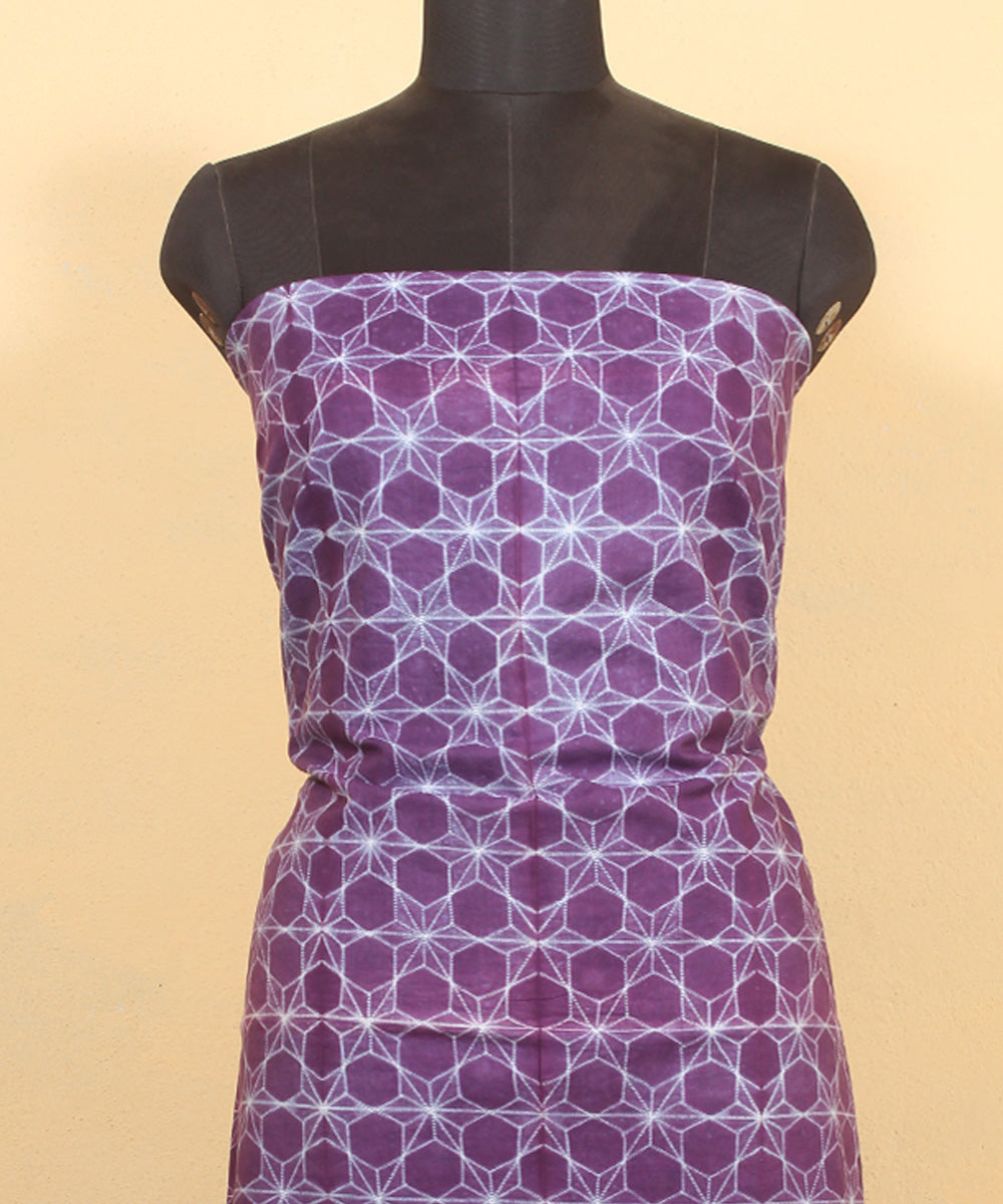 Purple handwoven cotton shibori kurta material
