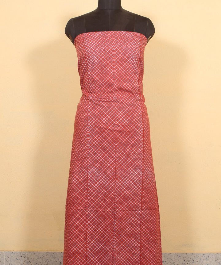 Rust handwoven cotton shibori kurta material