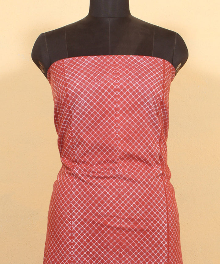 Rust handwoven cotton shibori kurta material