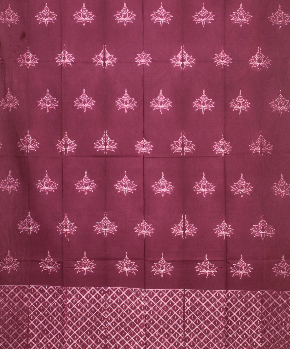 Old magenta handwoven cotton shibori kurta material