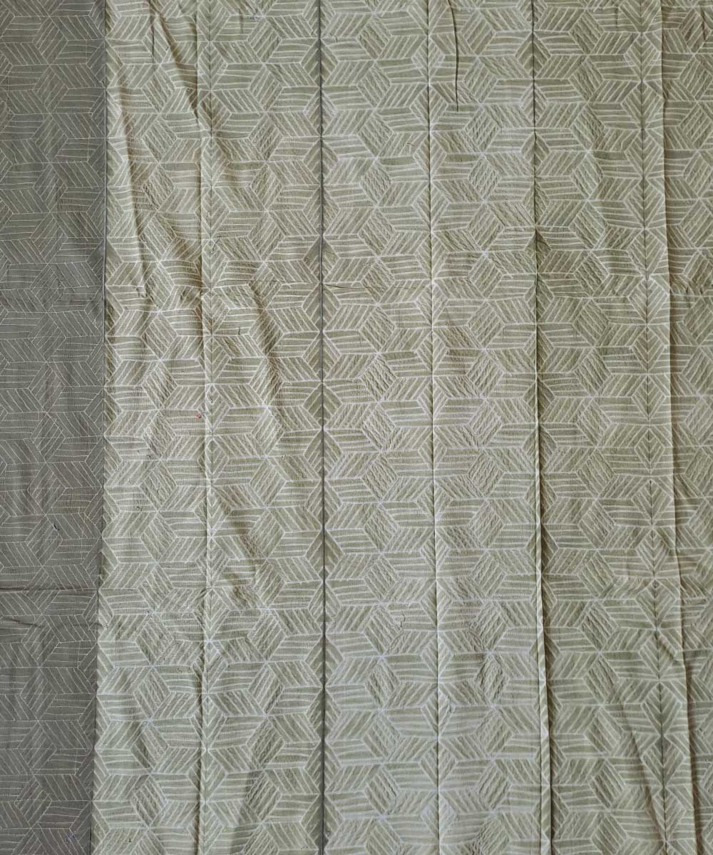 2.5m Olive green handwoven cotton shibori kurta material