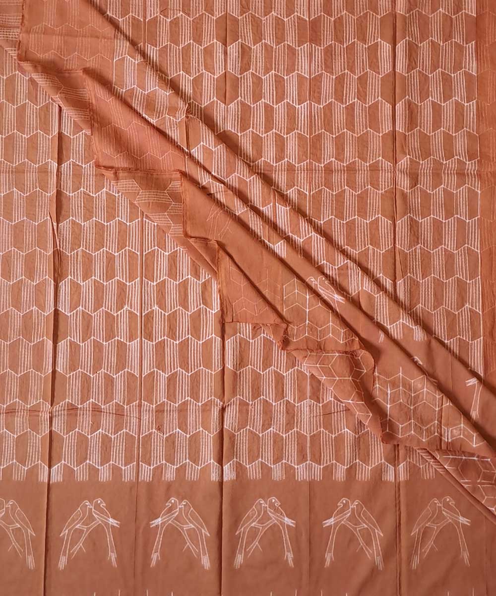 3m Brown handwoven cotton shibori kurta material