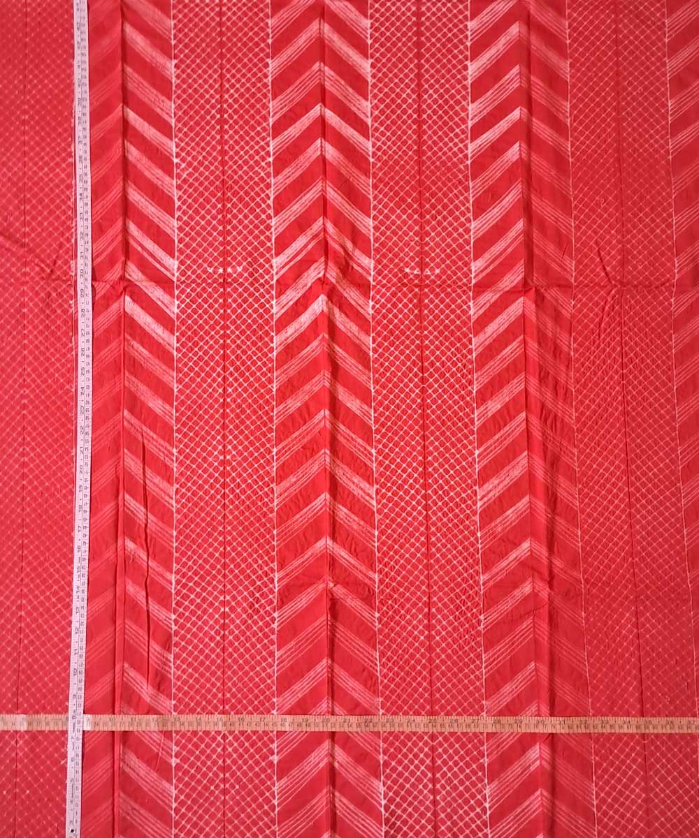 3m Red white handwoven cotton shibori kurta material