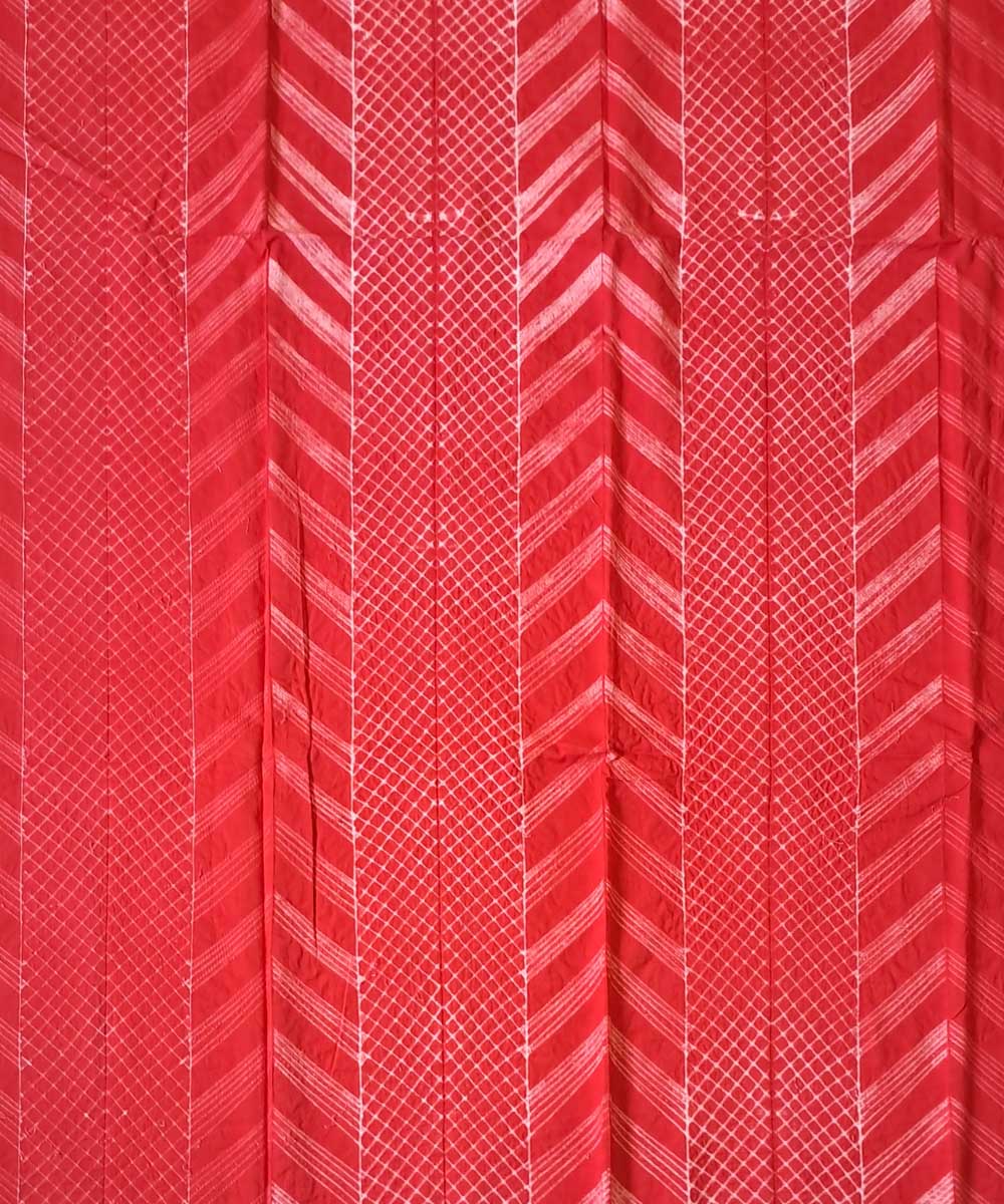 3m Red white handwoven cotton shibori kurta material