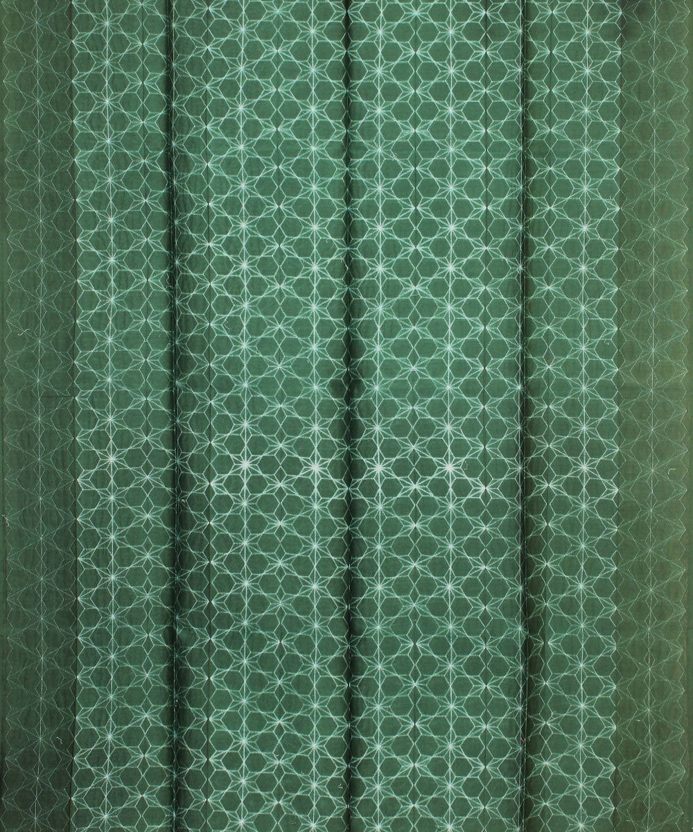 Dark green shibori handwoven cotton silk kurta material
