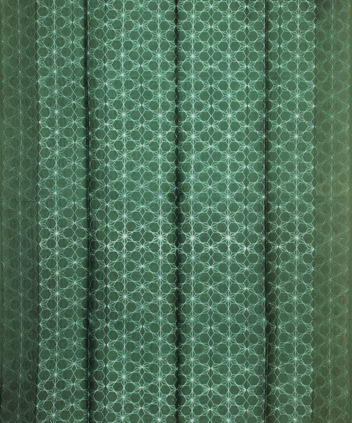 Dark green shibori handwoven cotton silk kurta material