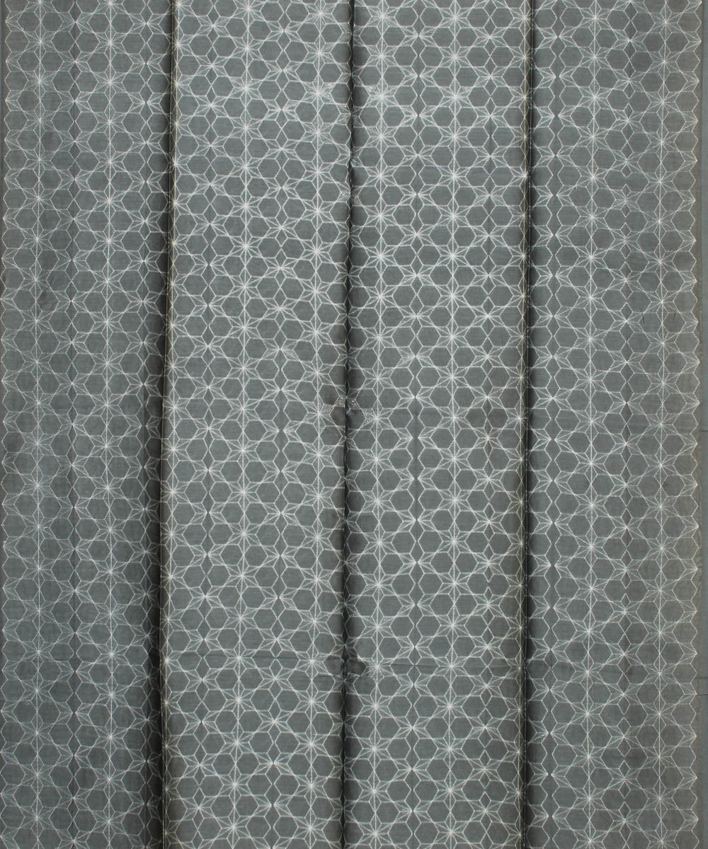 Grey handwoven cotton silk shibori kurta material