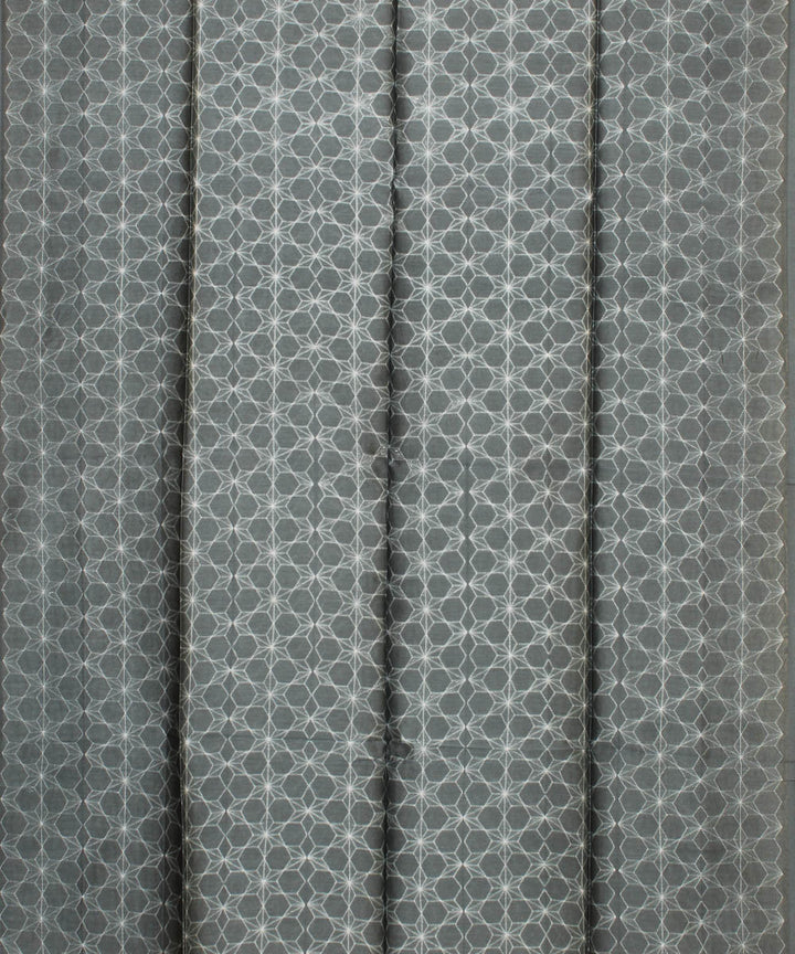 Grey handwoven cotton silk shibori kurta material