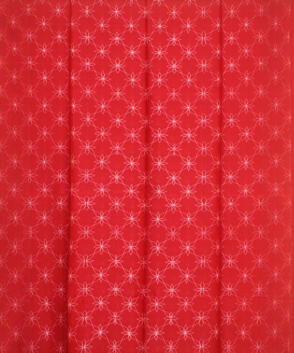 Red handwoven shibori cotton silk kurta material