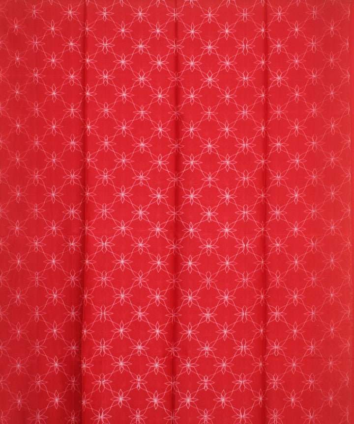 Red handwoven shibori cotton silk kurta material