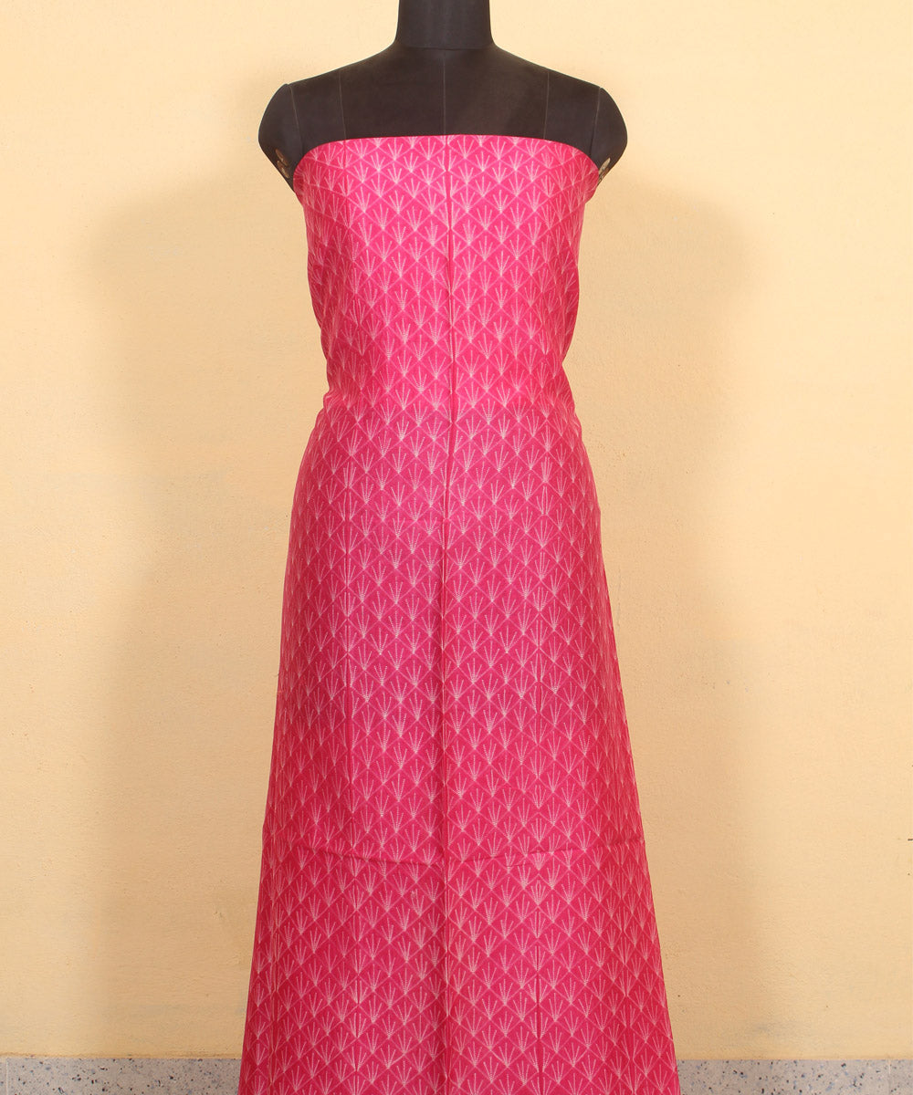 Pink handwoven shibori cotton silk kurta material