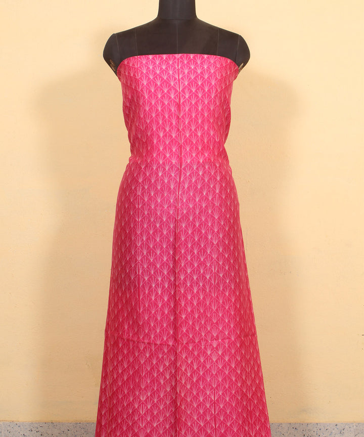 Pink handwoven shibori cotton silk kurta material