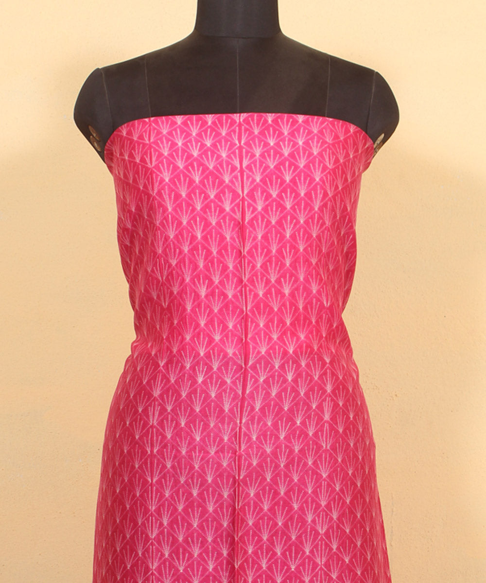 Pink handwoven shibori cotton silk kurta material