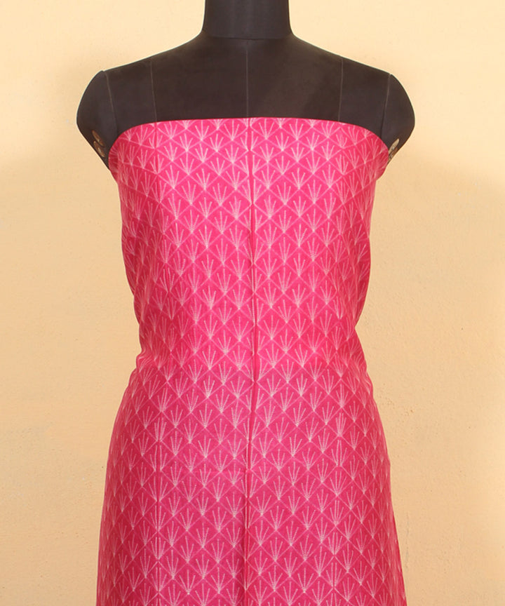 Pink handwoven shibori cotton silk kurta material