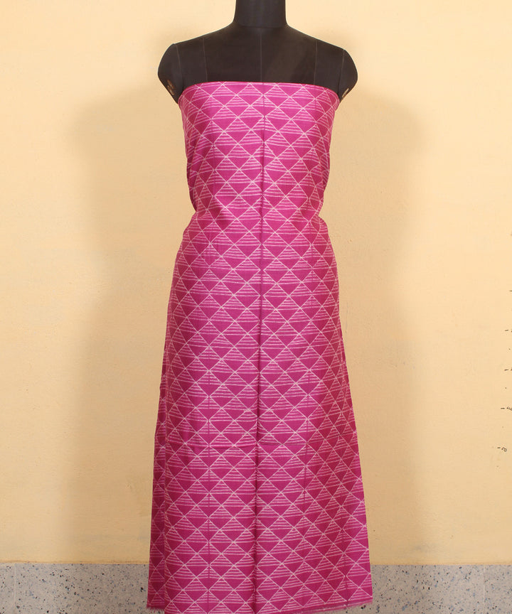 Pink handwoven cotton silk shibori kurta material