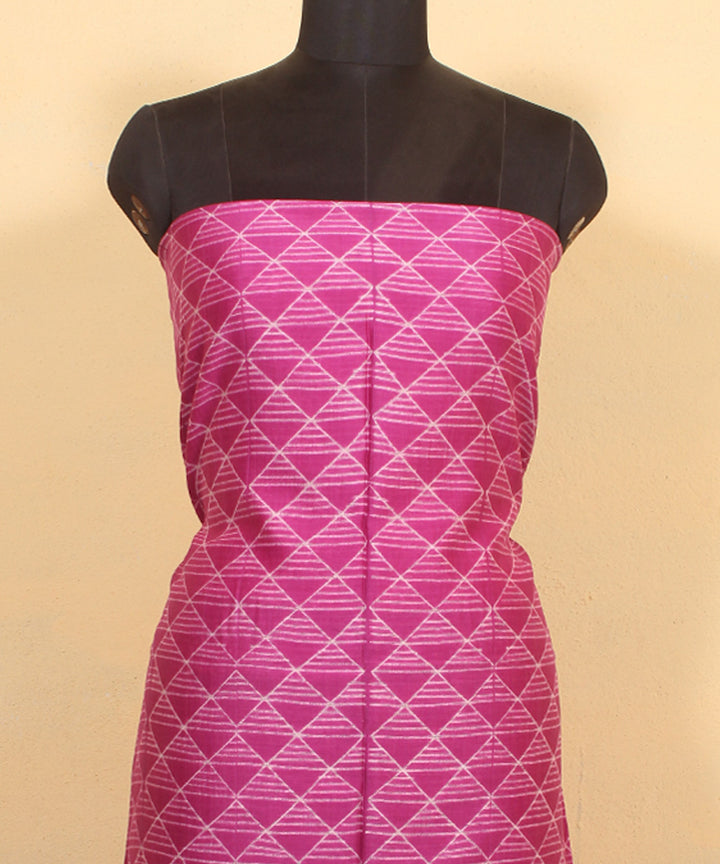 Pink handwoven cotton silk shibori kurta material
