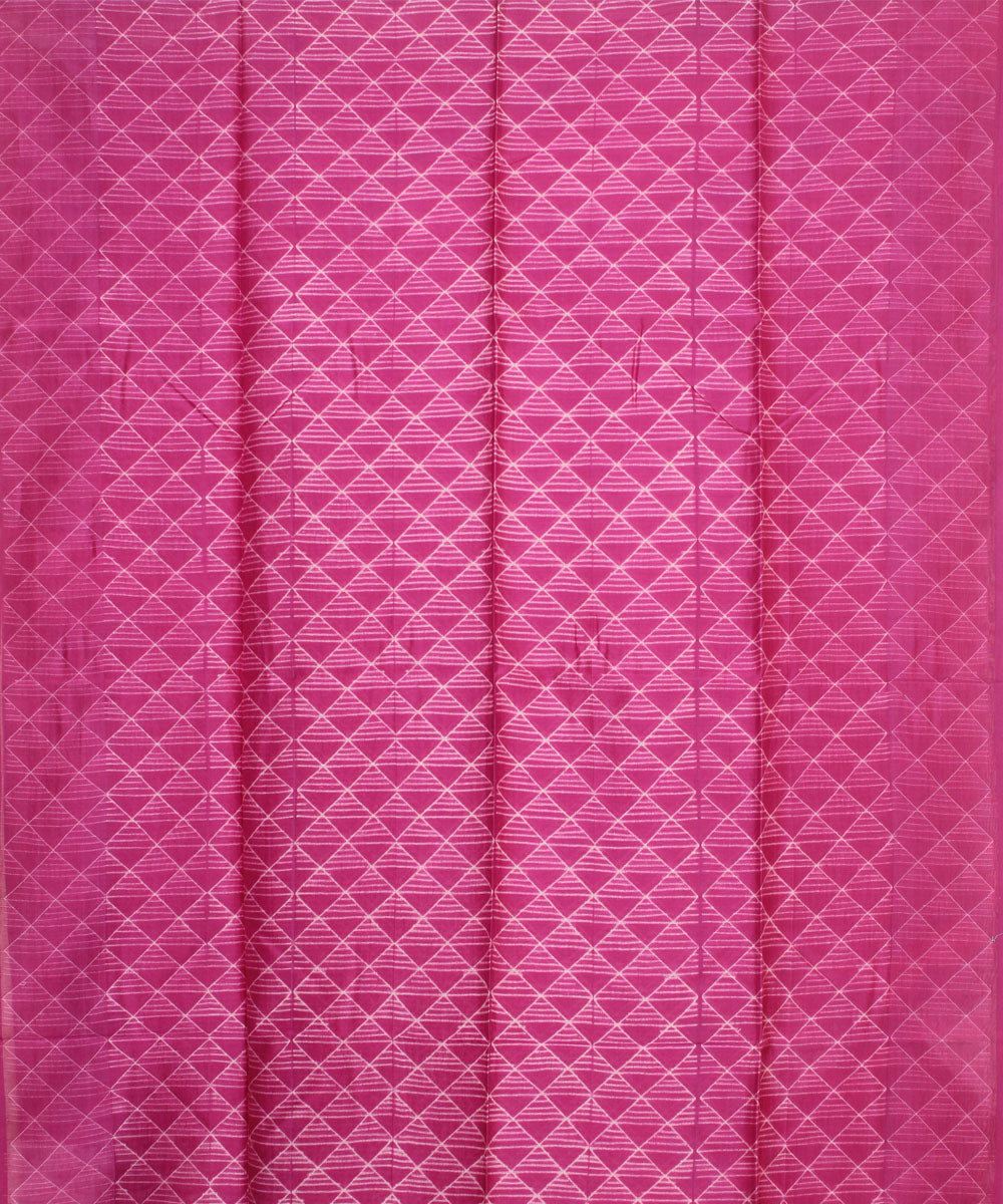 Pink handwoven cotton silk shibori kurta material