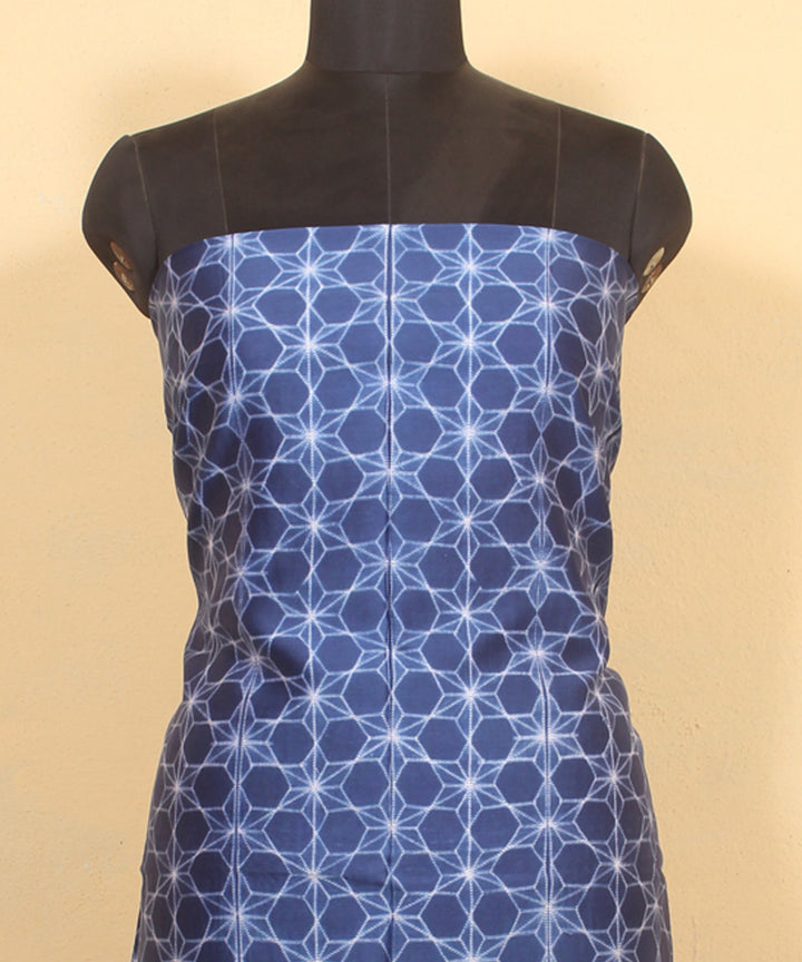 Navy blue handwoven cotton silk shibori kurta material