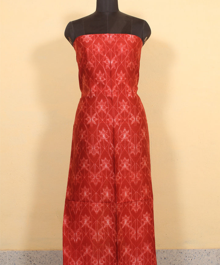 Red handwoven cotton silk shibori kurta material