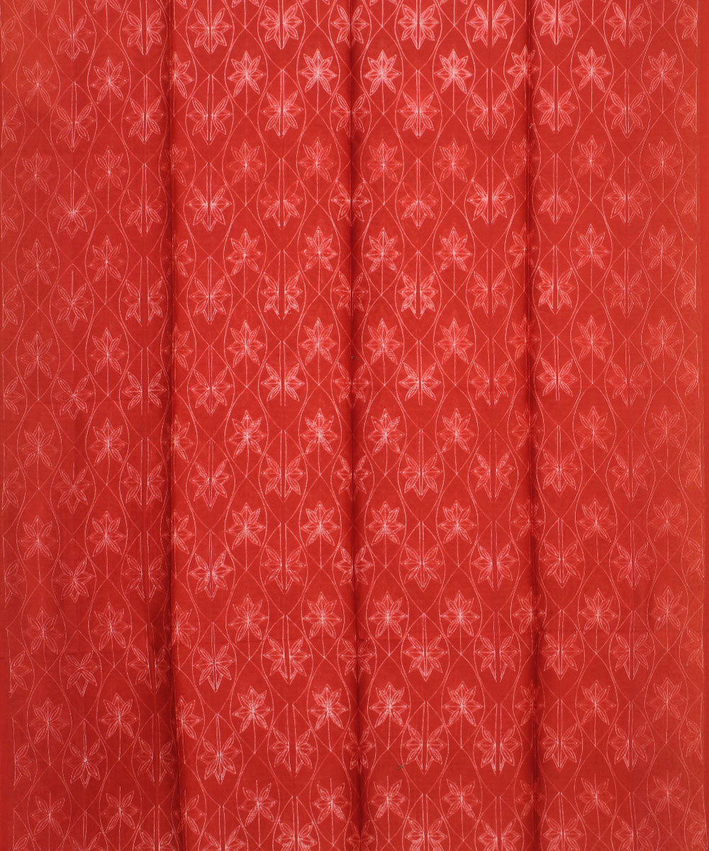 Red handwoven cotton silk shibori kurta material