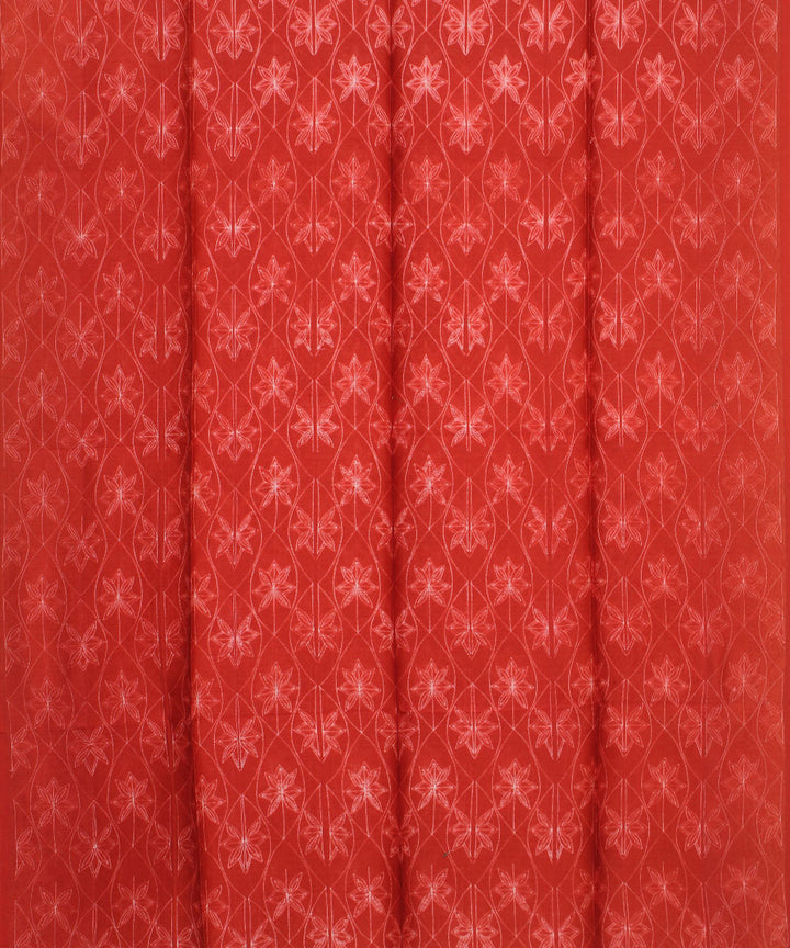 Red handwoven cotton silk shibori kurta material
