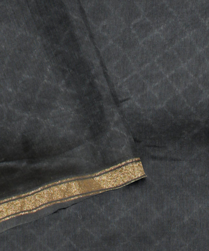 Grey cotton silk handwoven shibori saree