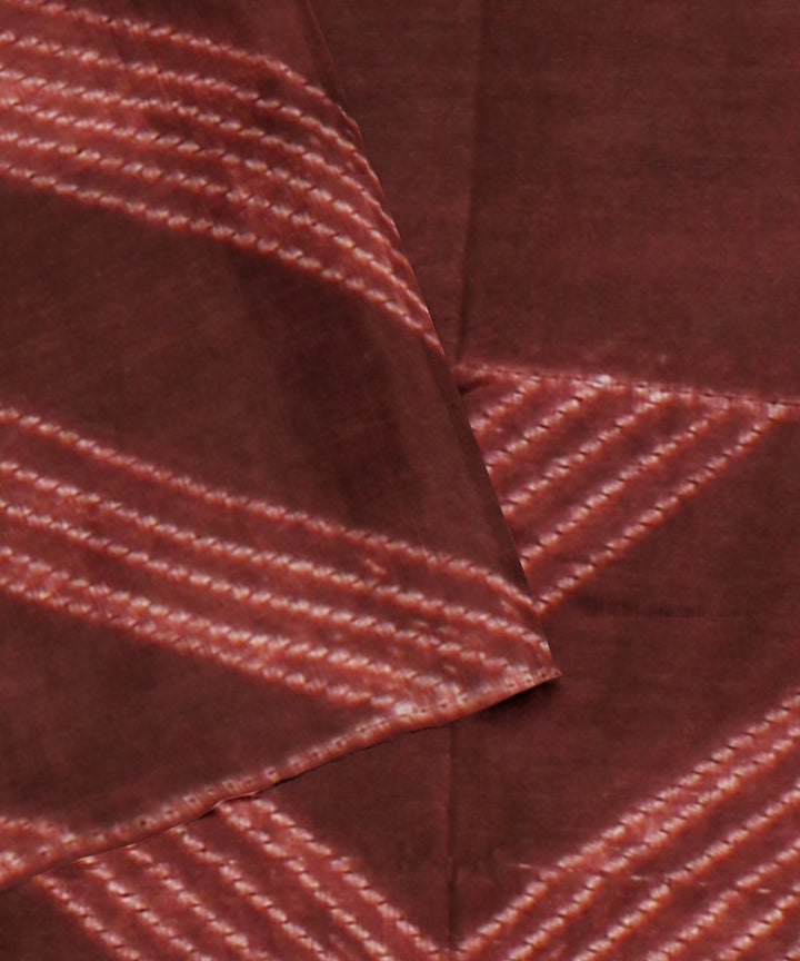 Coffee cotton silk handwoven shibori saree