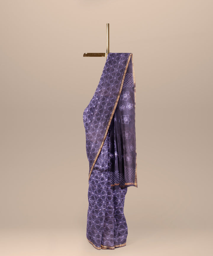 Purple cotton silk handwoven shibori saree