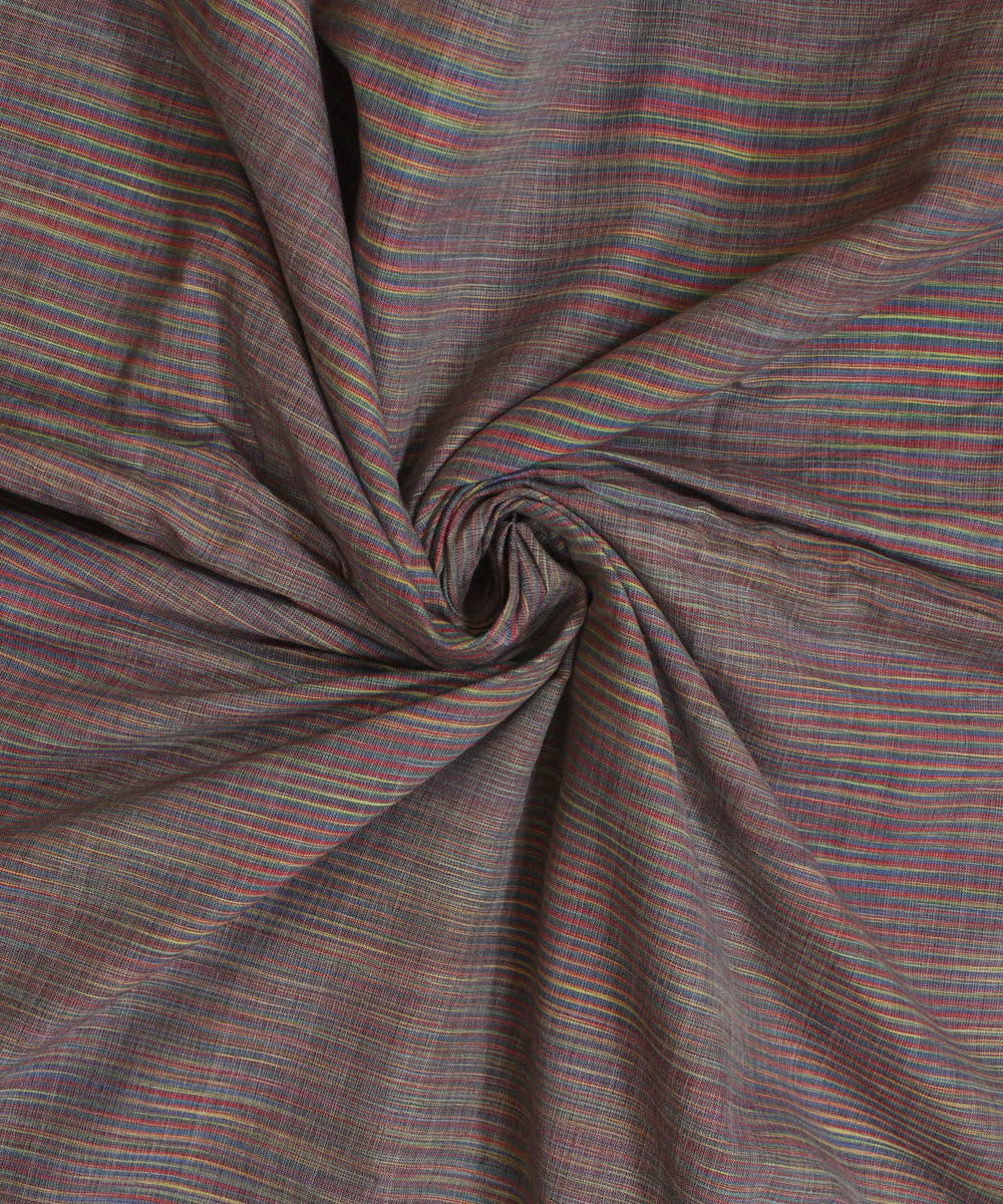 Grey multicolour handwoven khadi cotton fabric