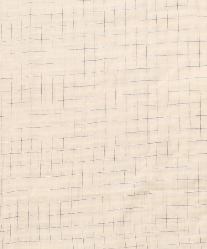 White blue cotton checks handwoven fabric