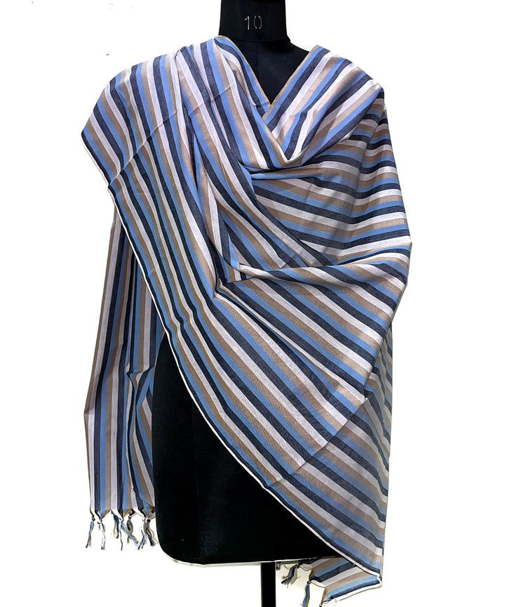 Multicolor stripe handwoven cotton dupatta