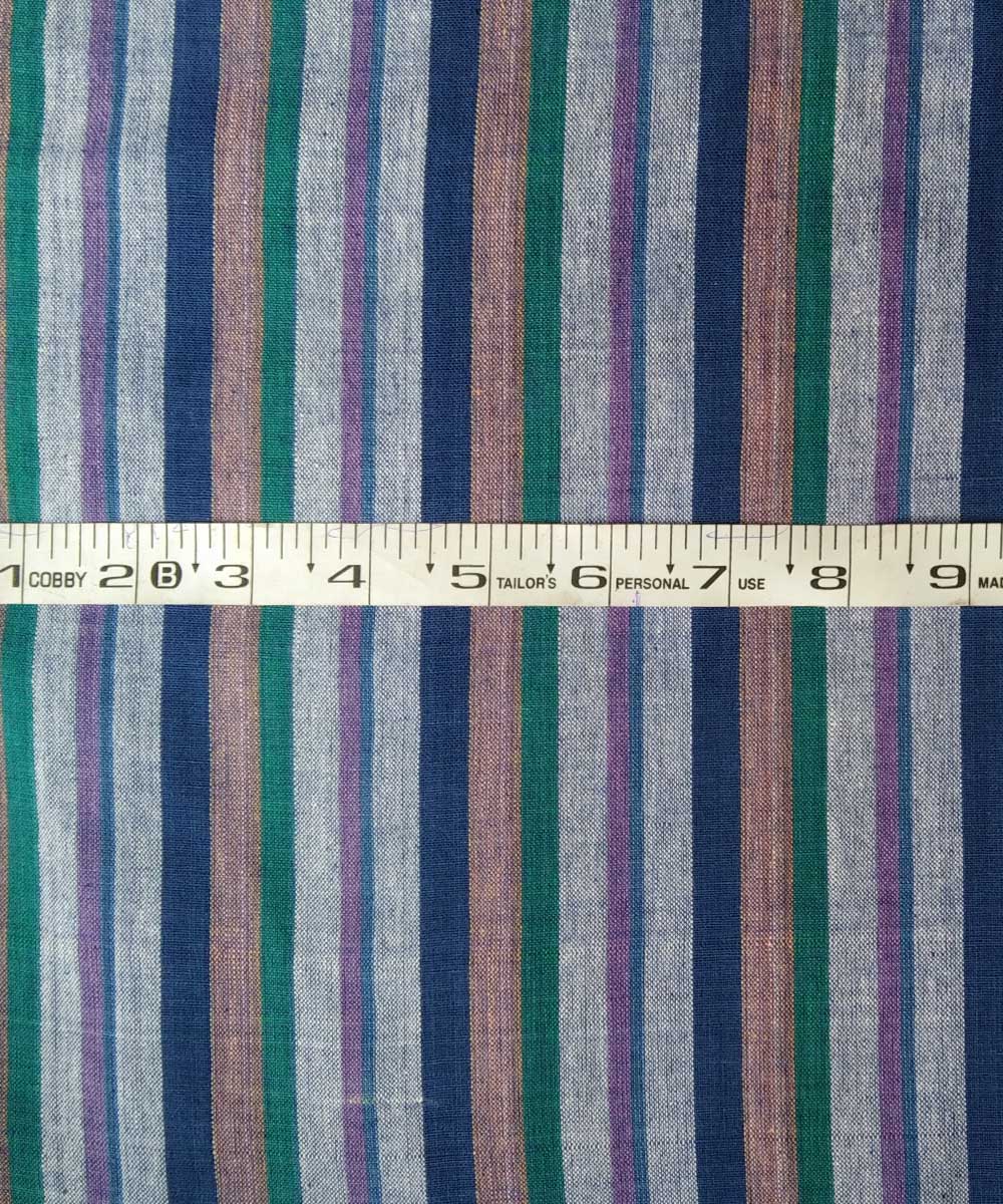 Multicolor handwoven cotton stripe fabric