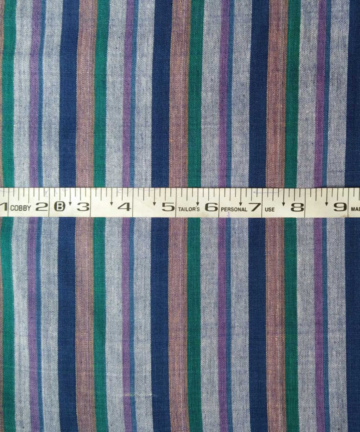 Multicolor handwoven cotton stripe fabric