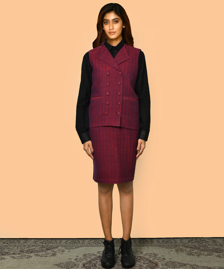 Red handloom cotton skirt set