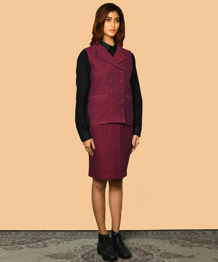 Red handloom cotton skirt set