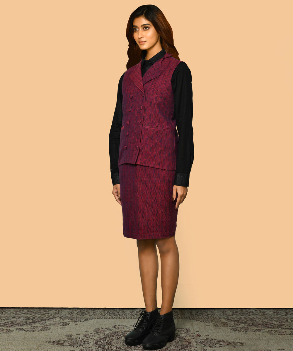 Red handloom cotton skirt set