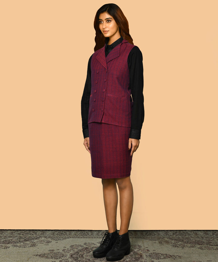 Red handloom cotton skirt set