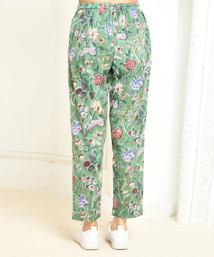 Green handprinted cotton floral co-ord sets