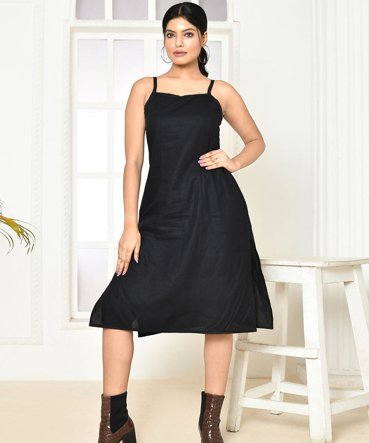 Black handloom cotton strappy dress