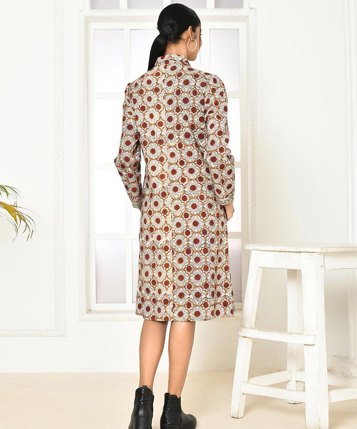 Cream red handcrafted full sleeves long jacket