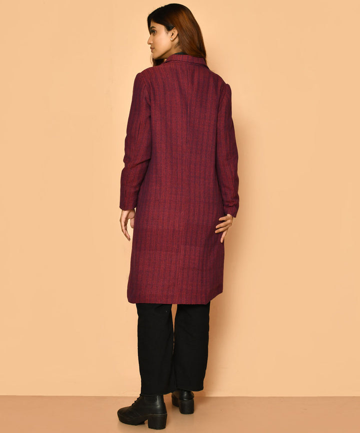 Maroon handloom cotton trench coat