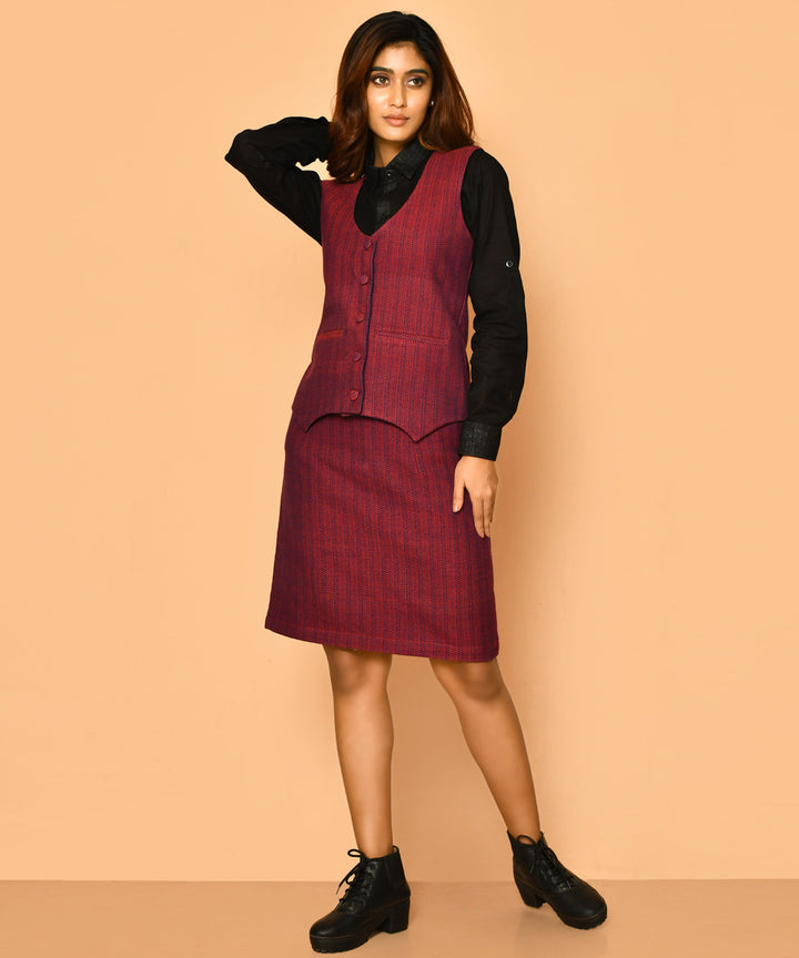 Maroon handloom pure cotton jacket