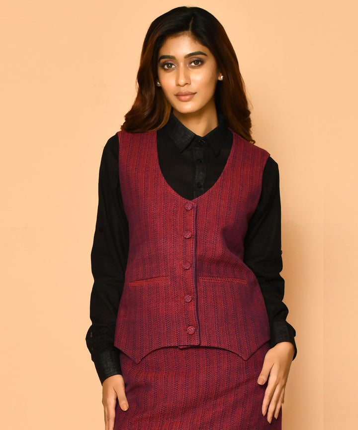 Maroon handloom pure cotton jacket