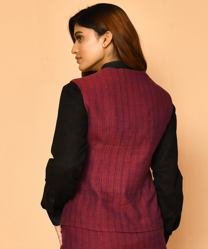 Maroon handloom pure cotton jacket