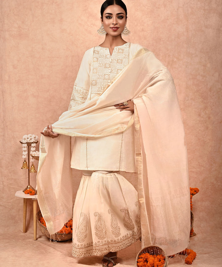 Padma chanderi silk kurta set with dupatta-set of 3